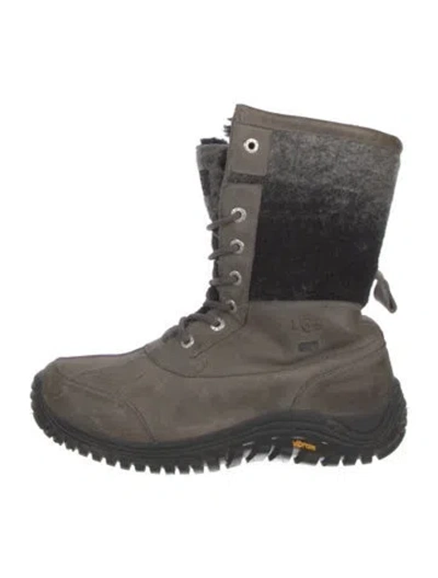 Pre-owned Ugg Leather Patterned Lace-up Boots In Gray