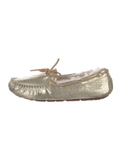 Pre-owned Ugg Leather Patterned Moccasins In Gold