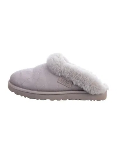 Pre-owned Ugg Leather Patterned Slippers In Grey
