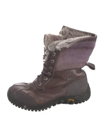 Pre-owned Ugg Leather Printed Combat Boots In Brown