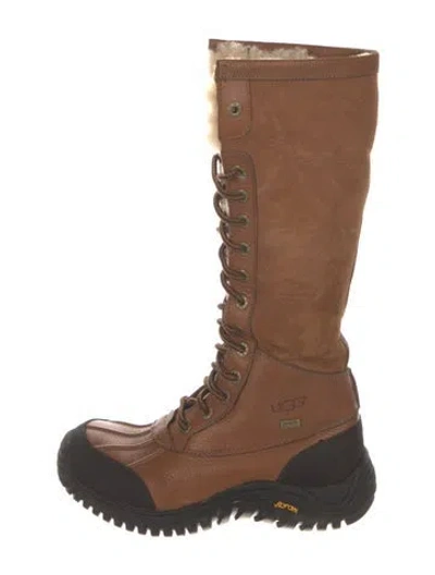 Pre-owned Ugg Leather Printed Lace-up Boots In Brown