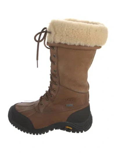 Pre-owned Ugg Leather Printed Lace-up Boots In Brown