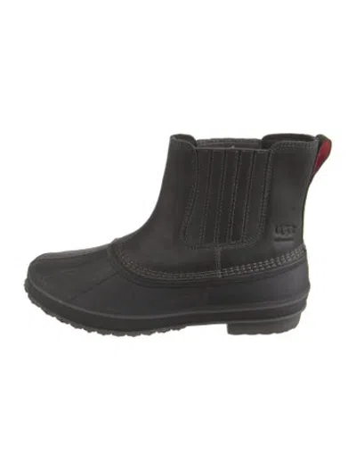 Pre-owned Ugg Leather Rain Boots In Black