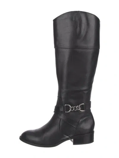 Pre-owned Ugg Leather Riding Boots In Black