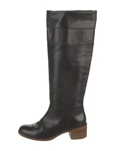 Pre-owned Ugg Leather Riding Boots In Black