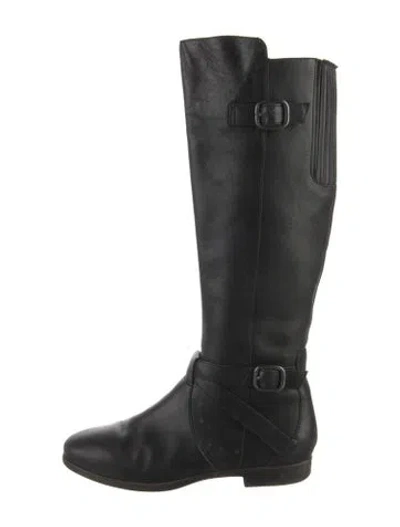 Pre-owned Ugg Leather Riding Boots In Black