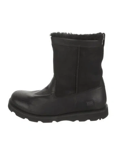 Pre-owned Ugg Leather Riding Boots In Black