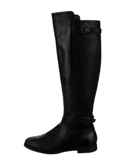 Pre-owned Ugg Leather Riding Boots In Black