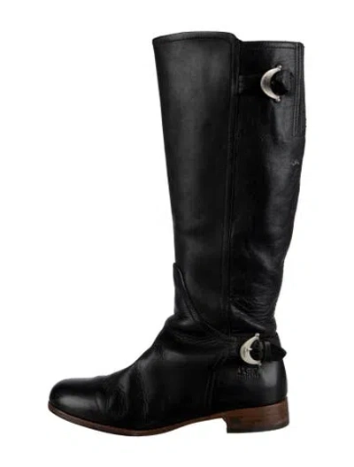 Pre-owned Ugg Leather Riding Boots In Black