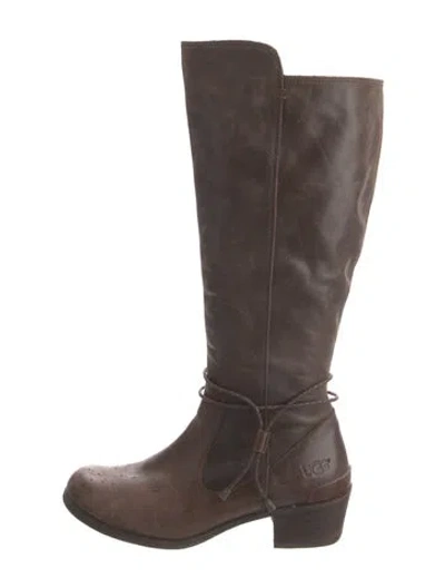 Pre-owned Ugg Leather Riding Boots In Brown