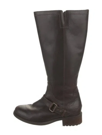 Pre-owned Ugg Leather Riding Boots In Brown