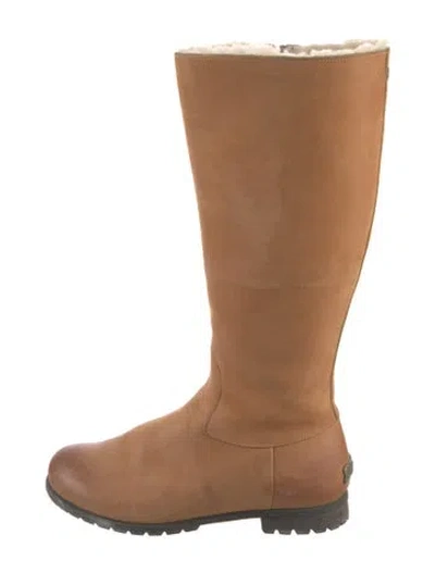 Pre-owned Ugg Leather Riding Boots In Brown
