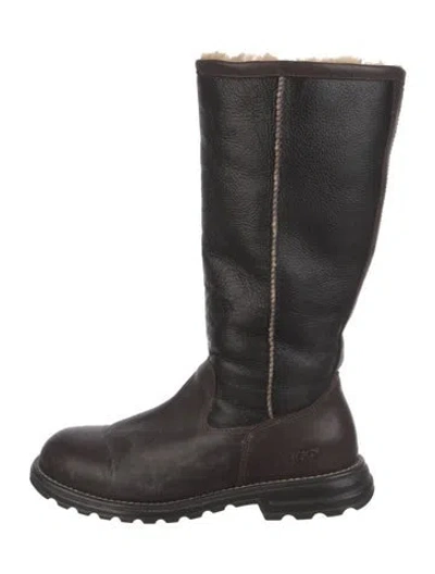 Pre-owned Ugg Leather Riding Boots In Brown