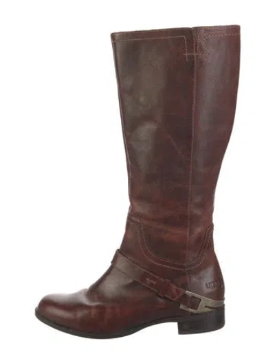 Pre-owned Ugg Leather Riding Boots In Brown