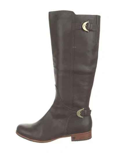 Pre-owned Ugg Leather Riding Boots In Grey
