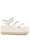 Ugg Aubrey Ankle Strap Wedges In Beige Leather