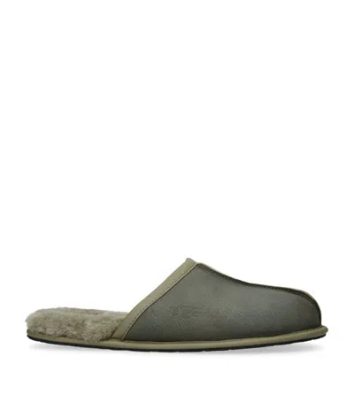 Ugg Leather Scuff Slippers In Green