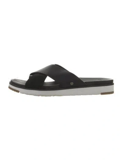 Pre-owned Ugg Leather Slides In Black