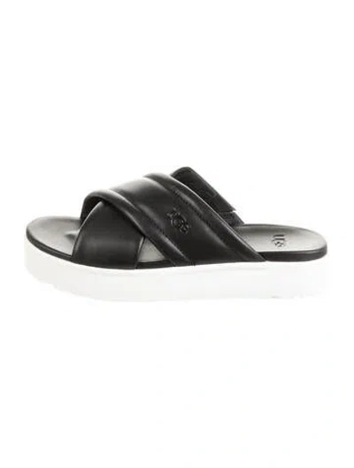 Pre-owned Ugg Leather Slides In Black