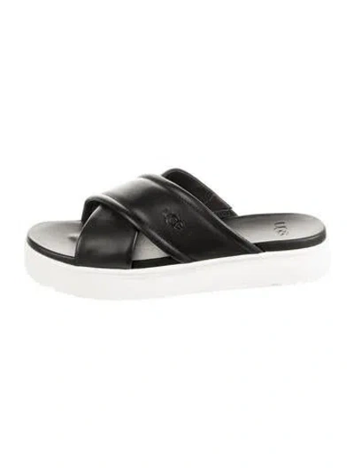 Pre-owned Ugg Leather Slides In Black