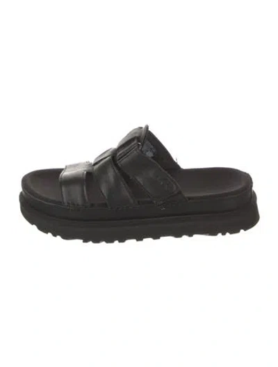 Pre-owned Ugg Leather Slides In Black