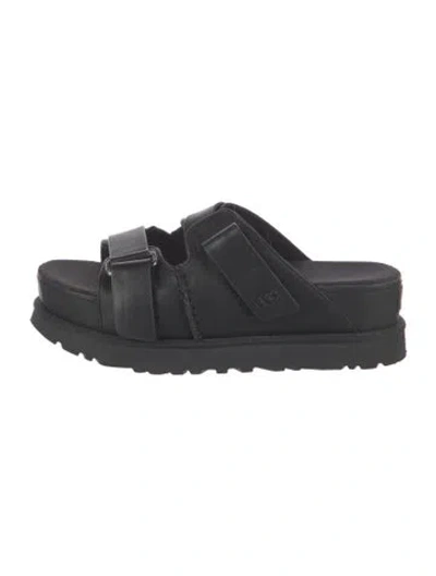 Pre-owned Ugg Leather Slides In Black