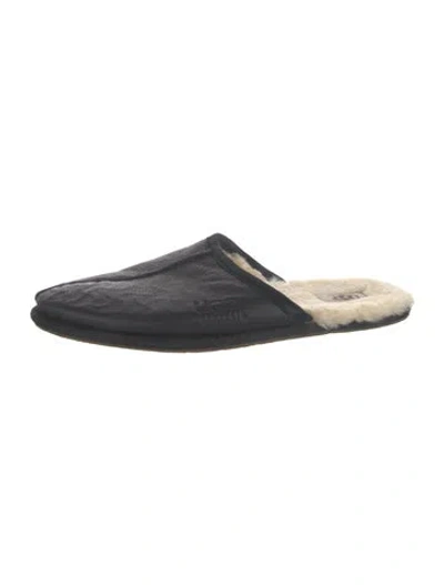 Pre-owned Ugg Leather Slides In Black