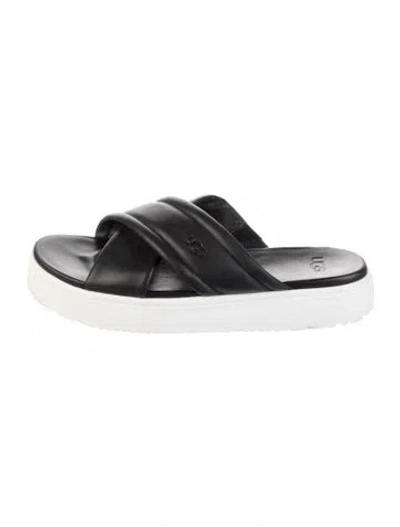 Pre-owned Ugg Leather Slides In Black