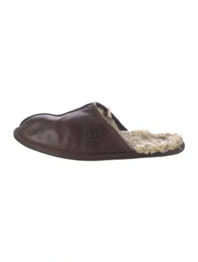 Pre-owned Ugg Leather Slides In Brown