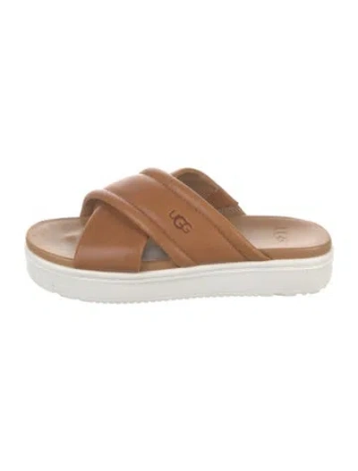 Pre-owned Ugg Leather Slides In Brown