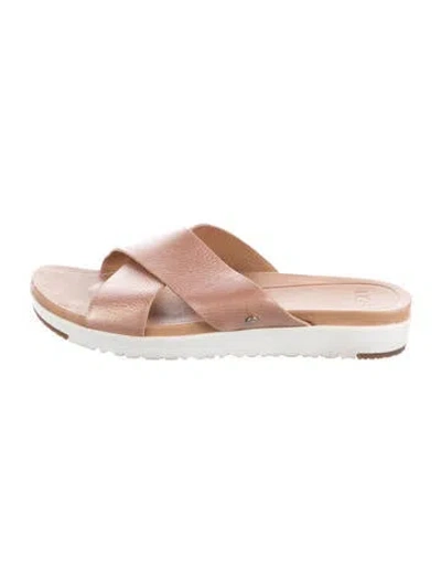 Pre-owned Ugg Leather Slides In Neutrals