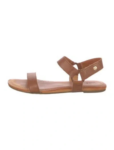 Pre-owned Ugg Leather Slingback Sandals In Brown
