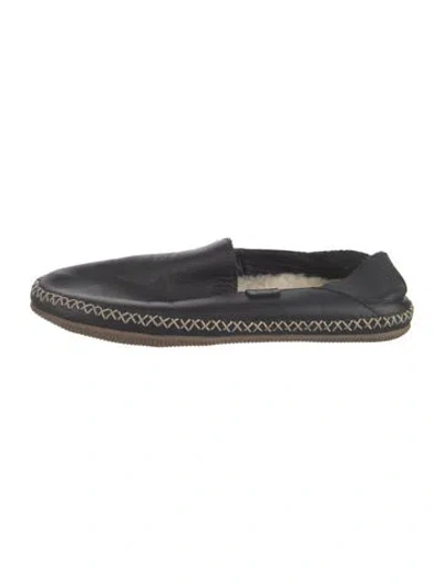 Pre-owned Ugg Leather Slippers In Black