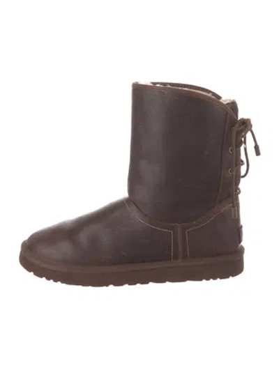 Pre-owned Ugg Leather Slouch Boots In Brown