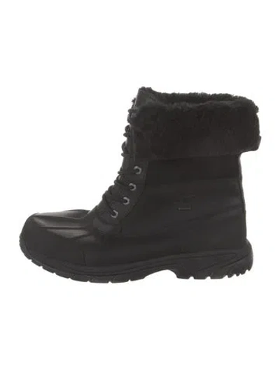 Pre-owned Ugg Leather Snow Boots In Black