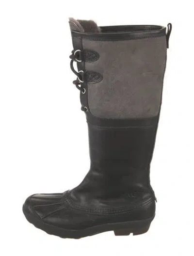 Pre-owned Ugg Leather Snow Boots In Black