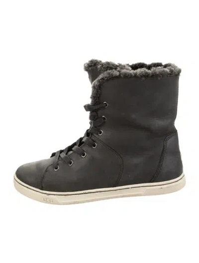 Pre-owned Ugg Leather Snow Boots In Gray