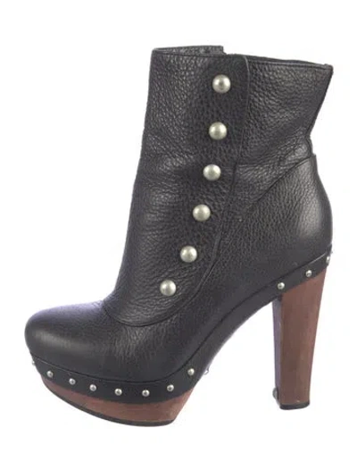 Pre-owned Ugg Leather Studded Accents Boots In Black
