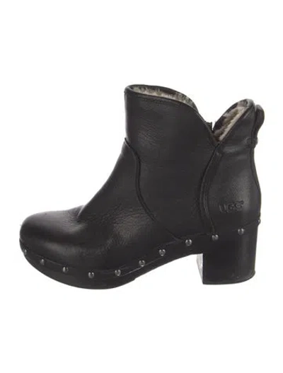 Pre-owned Ugg Leather Studded Accents Boots In Black