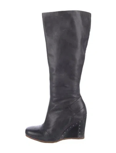 Pre-owned Ugg Leather Studded Accents Boots In Gray
