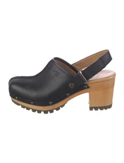 Pre-owned Ugg Leather Studded Accents Slingback Pumps In Black