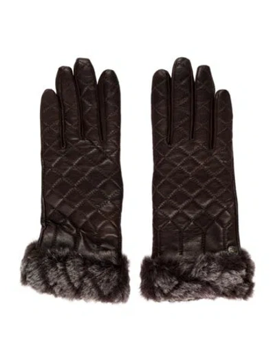Pre-owned Ugg Leather Touchscreen Gloves W/tags In Brown