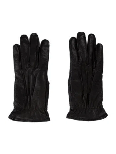 Pre-owned Ugg Leather Winter Gloves In Black