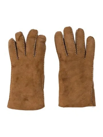 Pre-owned Ugg Leather Winter Gloves In Brown