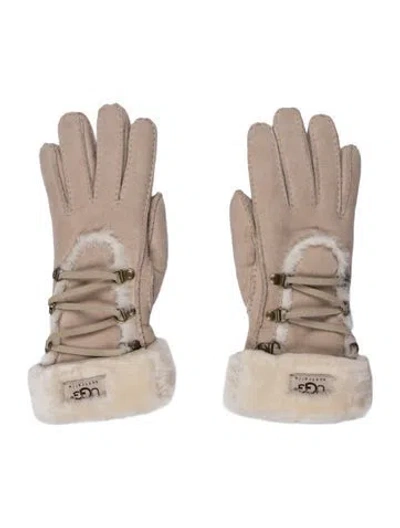 Pre-owned Ugg Leather Winter Gloves. In Neutral