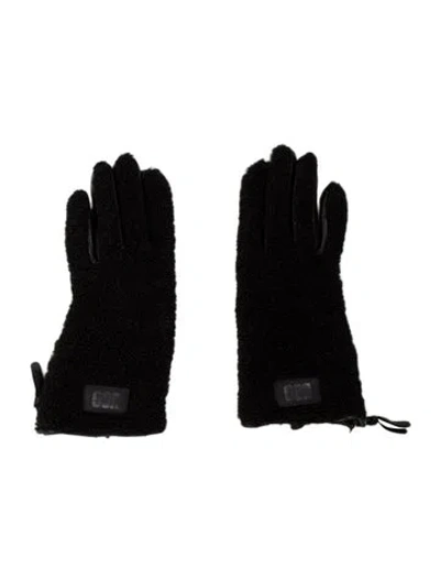 Pre-owned Ugg Leather Zipped Gloves In Black
