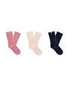 Ugg Leda Sparkle Cozy Crew Socks, Pack Of 3 In Cream/pink Jade/mariner