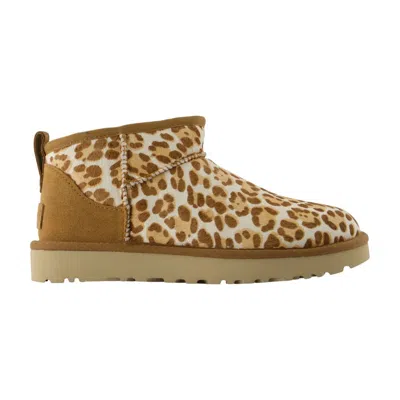 Ugg Leopard-print Calfskin Slipper In Brown