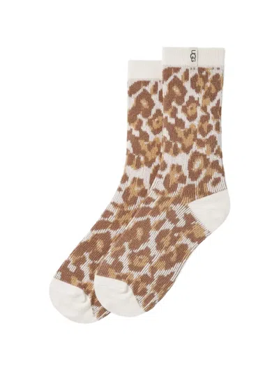 Ugg Leopard-print Socks In Brown