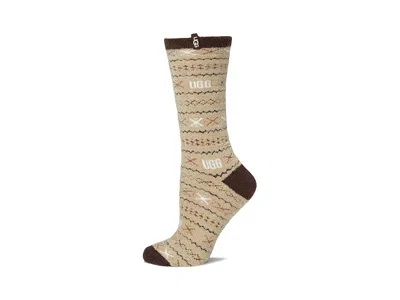 Ugg Leslie Graphic Crew Sock Women's Crew Cut Socks Shoes Cola Multi Isle: One Size In Nude